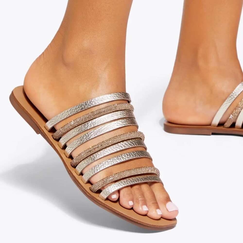 Sandal Kurt Geiger DAISY FLAT  Color: GOLD COMB  Size: 8.5, new, never worn